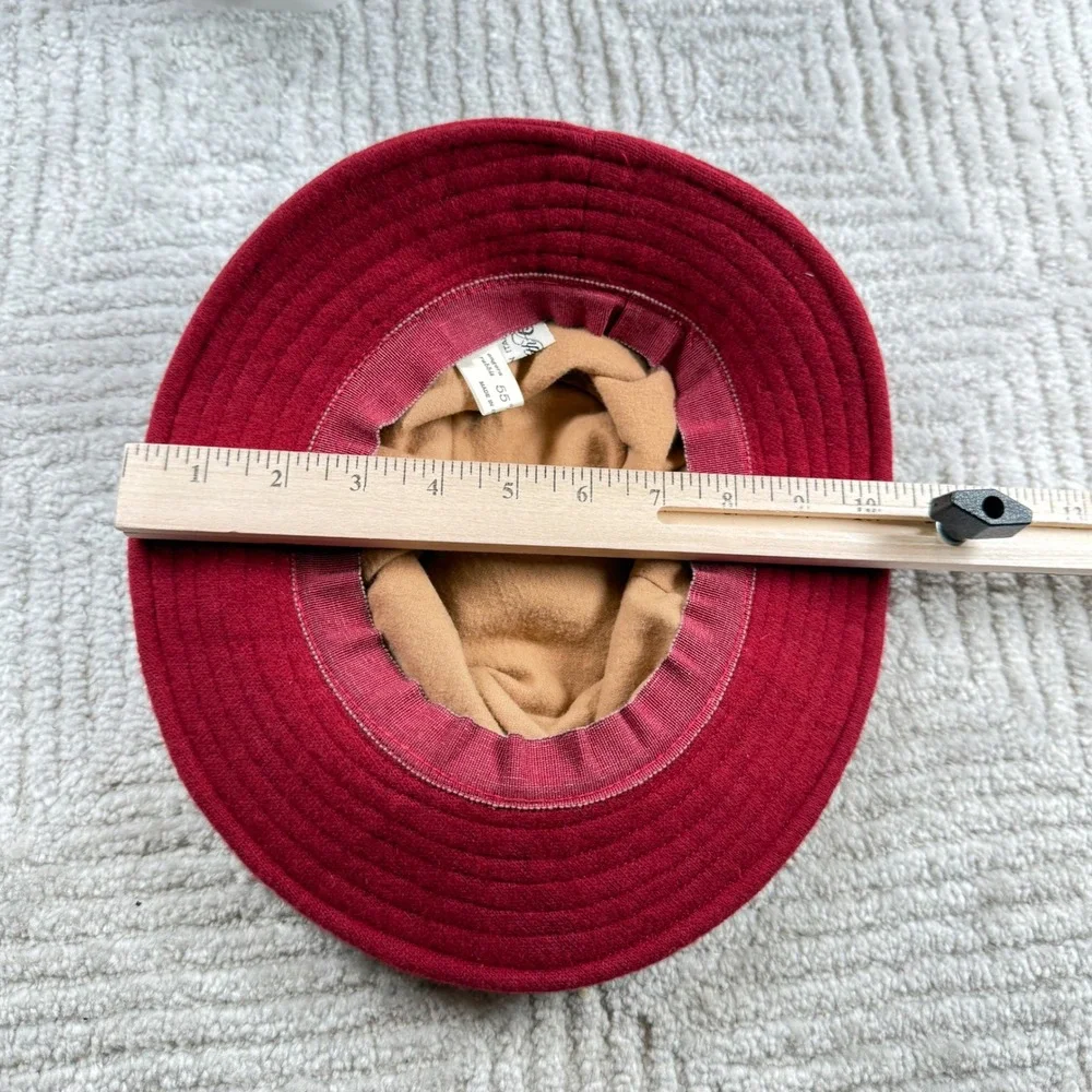 Saks Fifth Avenue Vintage Wool Bucket Hat Women's Red Felted Boho Cloche Cozy